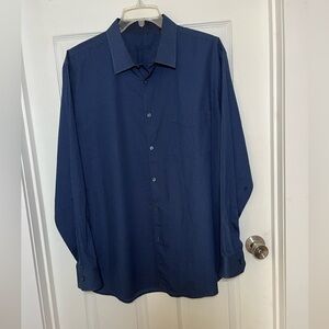 Tasso Elba Big & Tall Navy Cotton Button Down Shirt